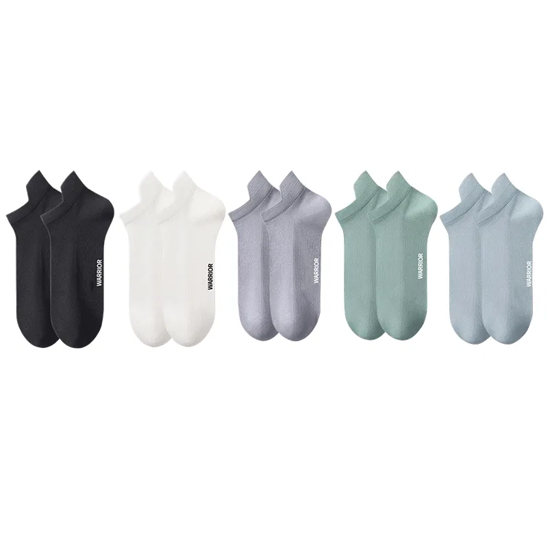Детские носки-лодочки набор из 5 пар WARRIOR, Black White Gray Green Blue