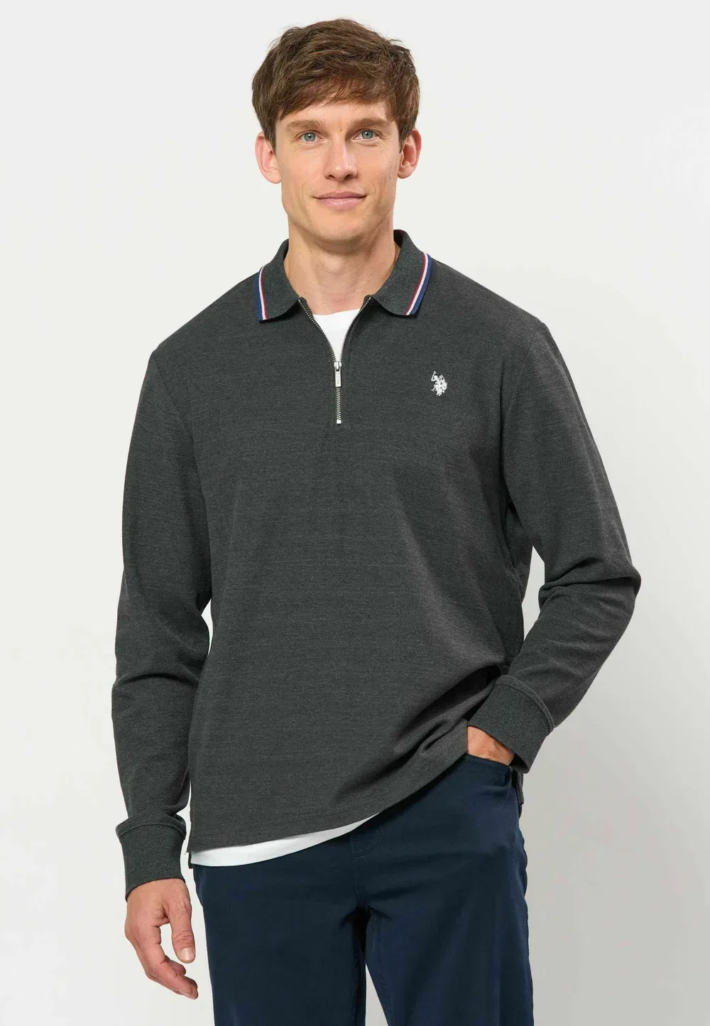 Поло Umdenver - рубашка поло U.S. Polo Assn., Antracit Grey Melange