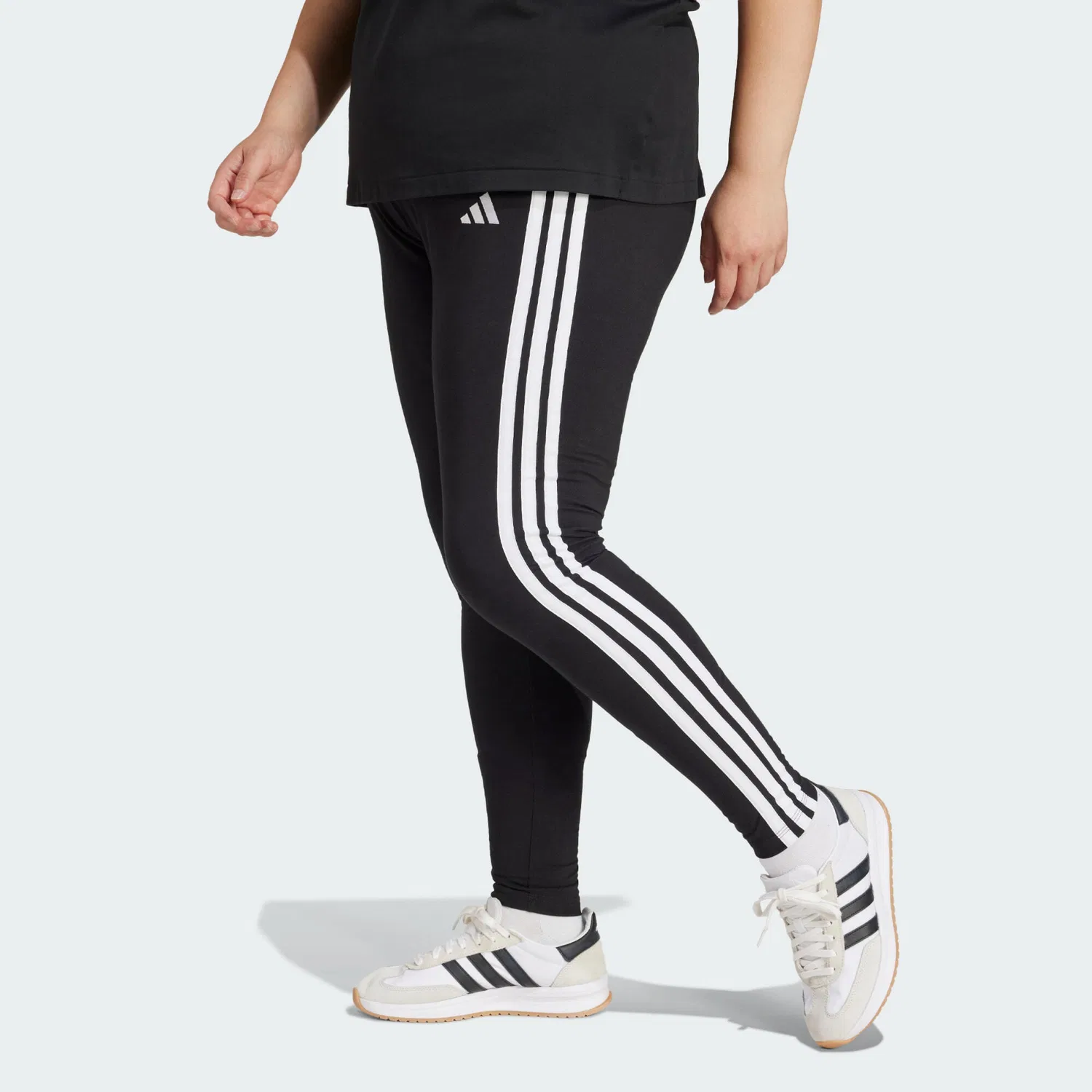 Женские леггинсы с высокой посадкой Essentials 3-Streifen Cotton Adidas, Schwarz Weiss