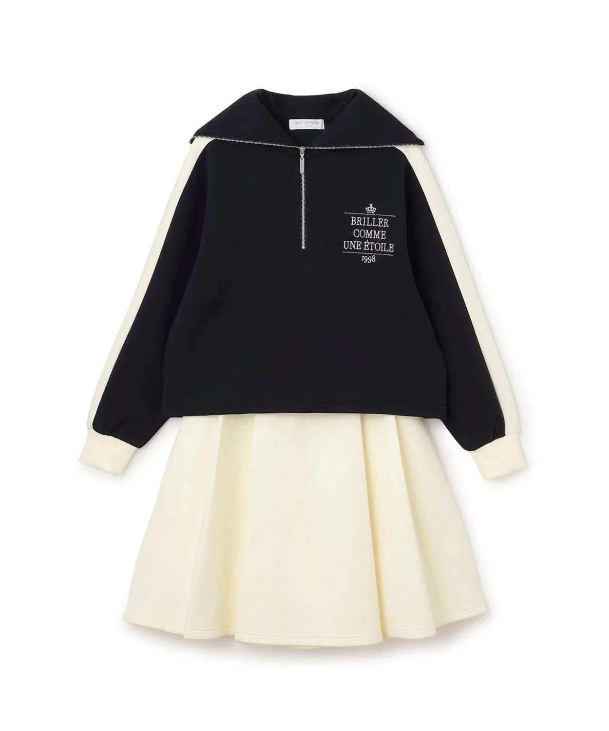 Детский комплект из куртки и юбки с принтом Pom Ponette Junior, Navy — фото 2
