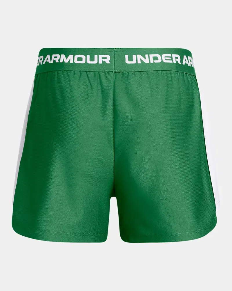 Детские шорты быстросохнущие из переработанного полиэстера UA Tech Play Up UnderArmour, Team Kelly Green/White — фото 2