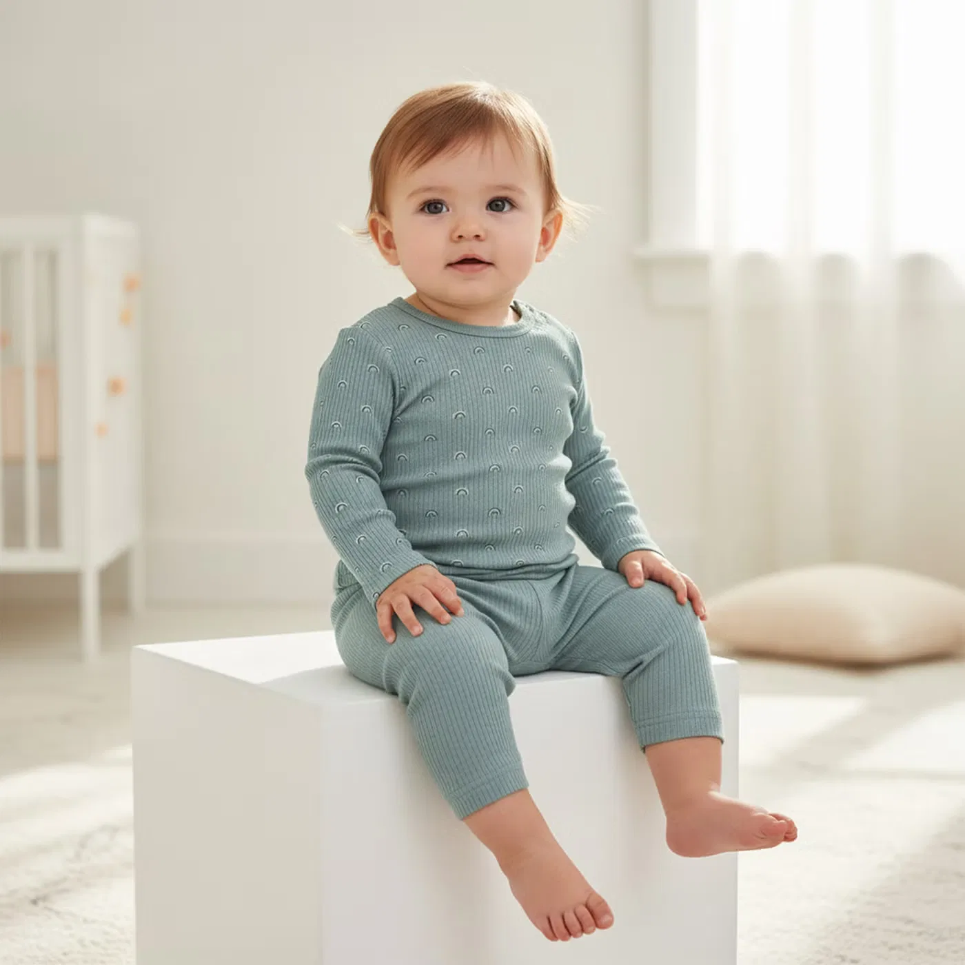 Комплект футболка с длинным рукавом и пижама Babies Basic, зеленый — фото 2