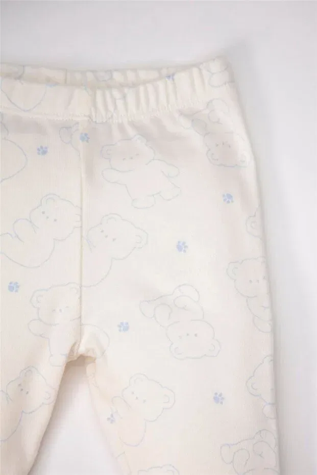 Детские леггинсы для девочек органические 2-pack Interlock tights 2-pack (cute bear) Bebetto, Blue — фото 3