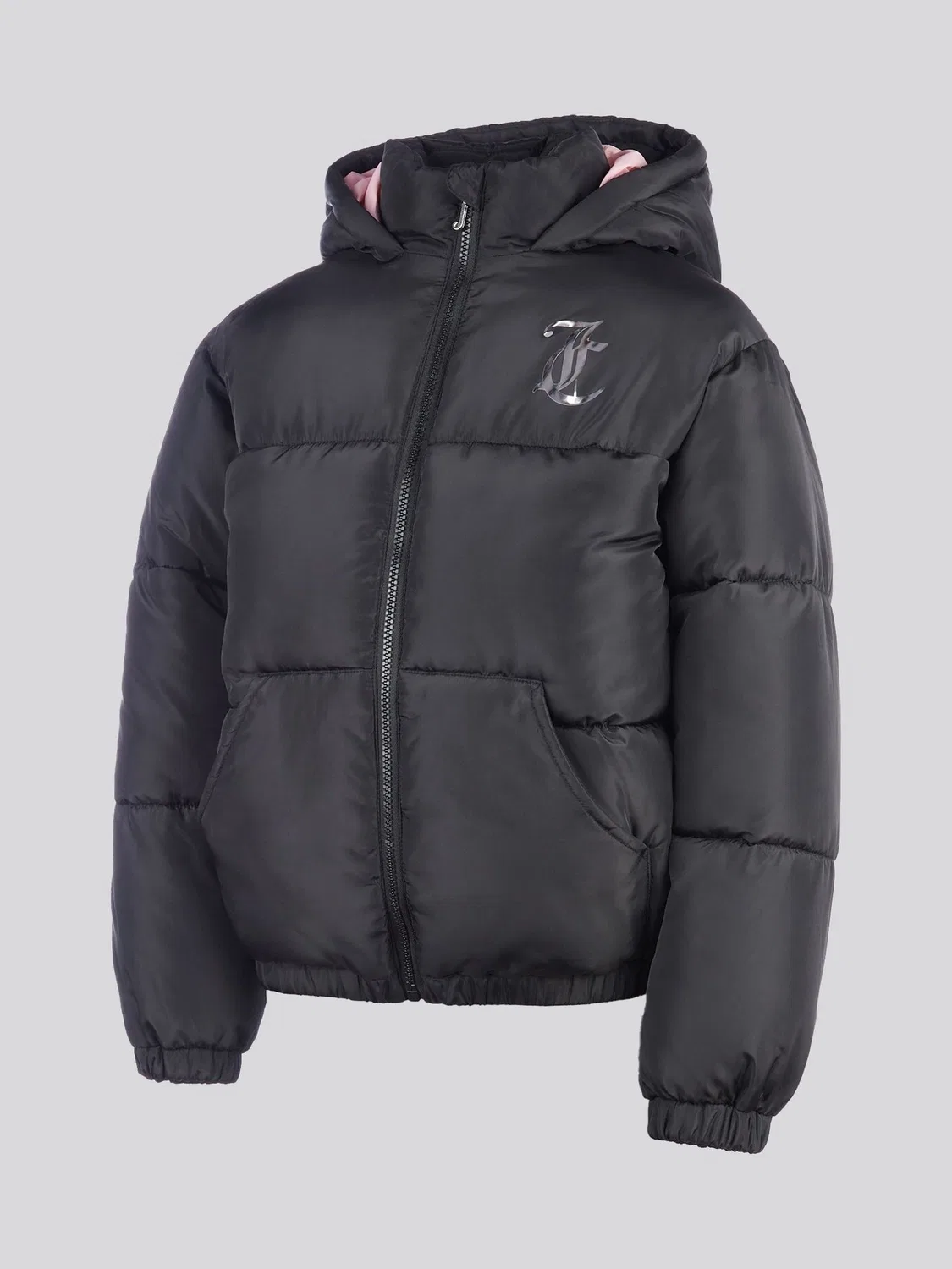 Пуховик укороченный с блестящим покрытием Juicy Couture, черный — фото 2