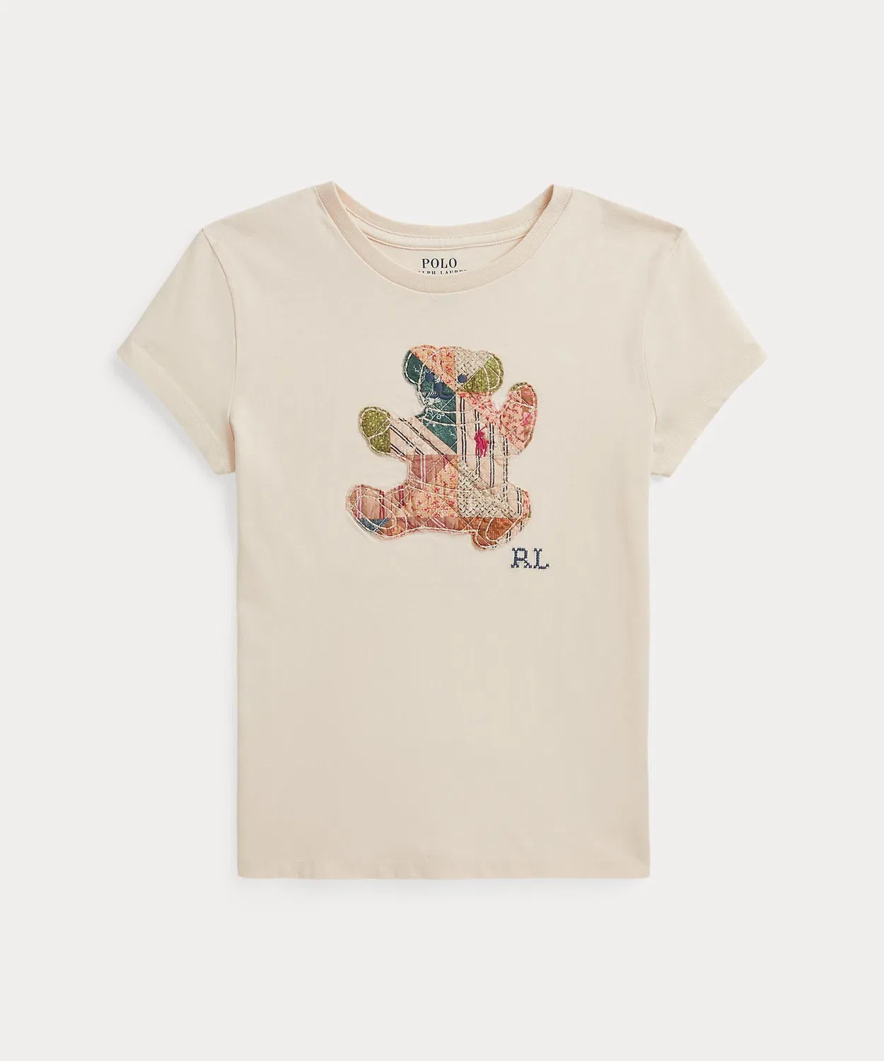 Детская футболка с коротким рукавом, с принтом Patchwork Polo Bear POLO RALPH LAUREN CHILDRENSWEAR, Brown