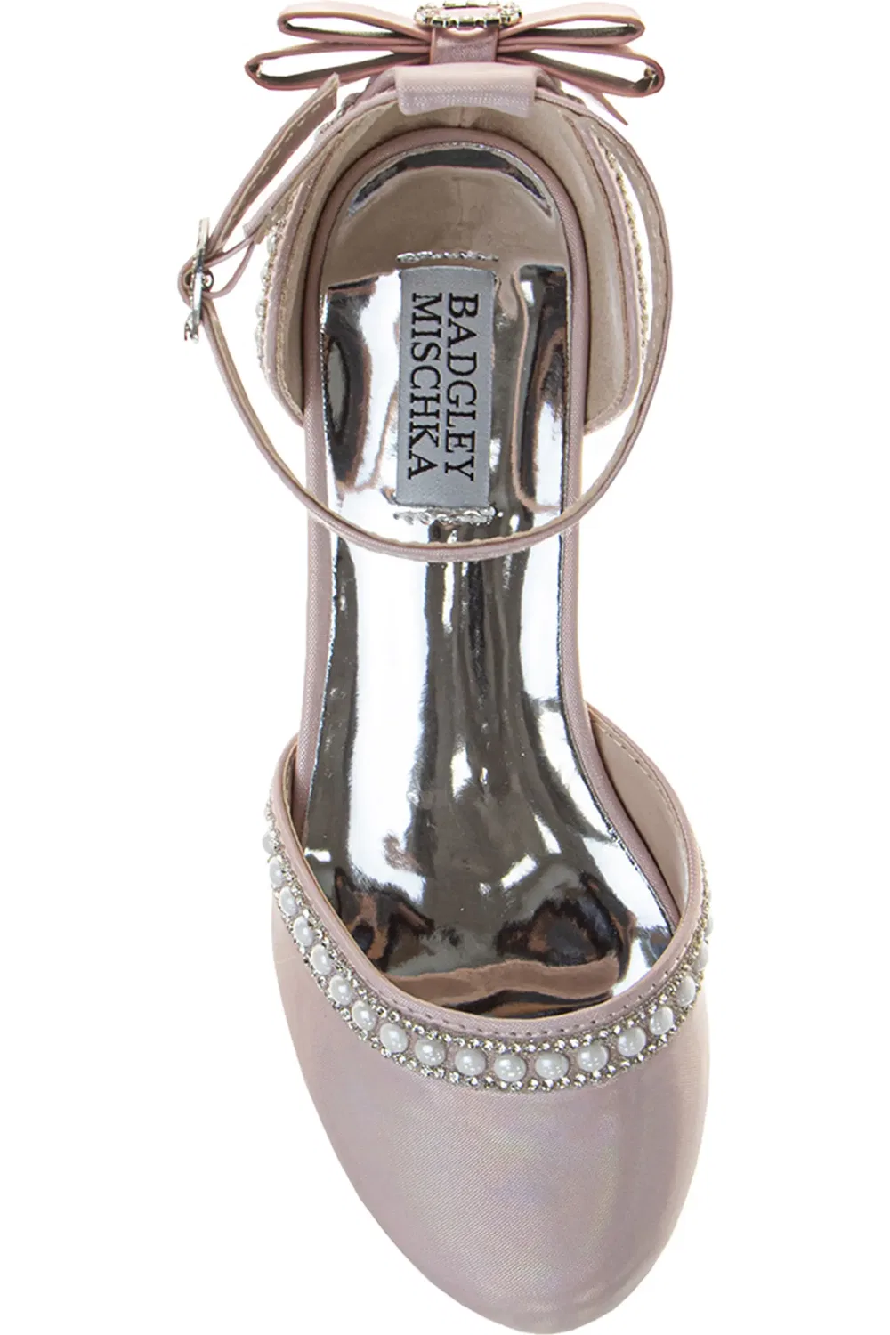 Туфли детские с бантом на щиколотке Badgley Mischka Collection, розовый — фото 4
