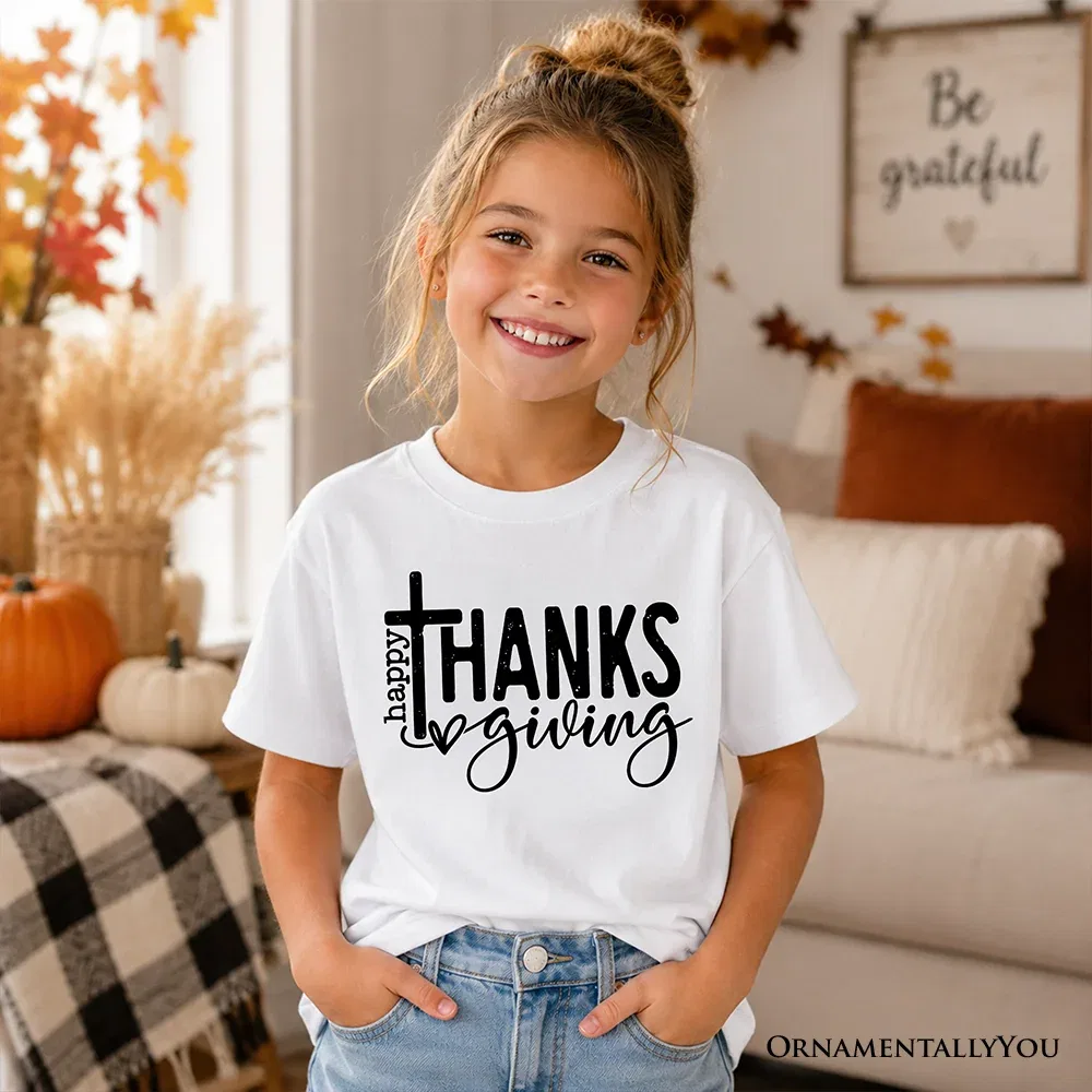 Детская футболка с принтом Happy Thanksgiving OrnamentallyYou, Sport Grey — фото 2