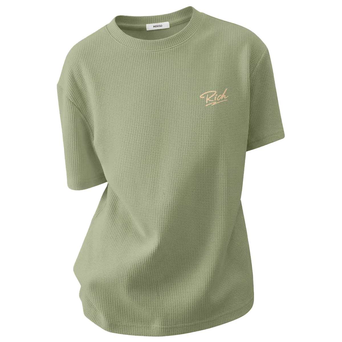 Футболка детская с принтом Heavyweight Waffle Knit MINISO, Palm Green