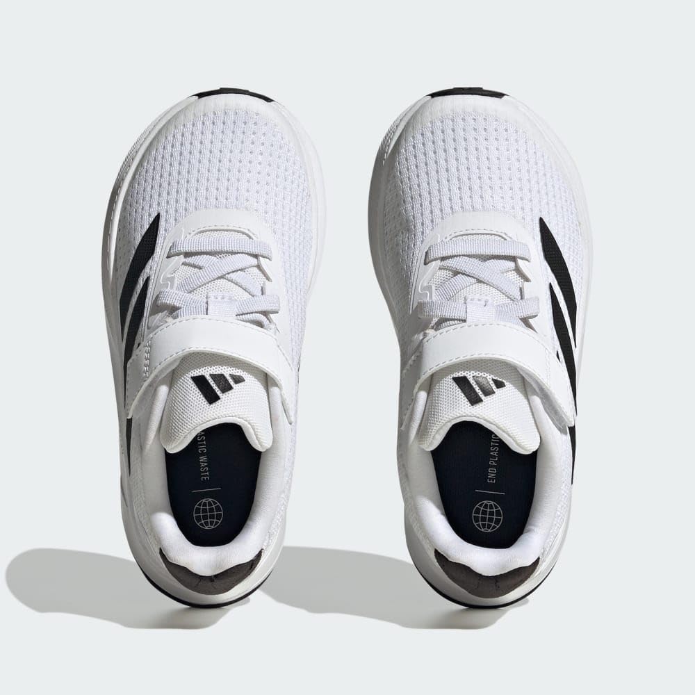 Кроссовки Adidas Unisex-Child Duramo Sl с эластичными шнурками, белый/черный/серый — фото 4