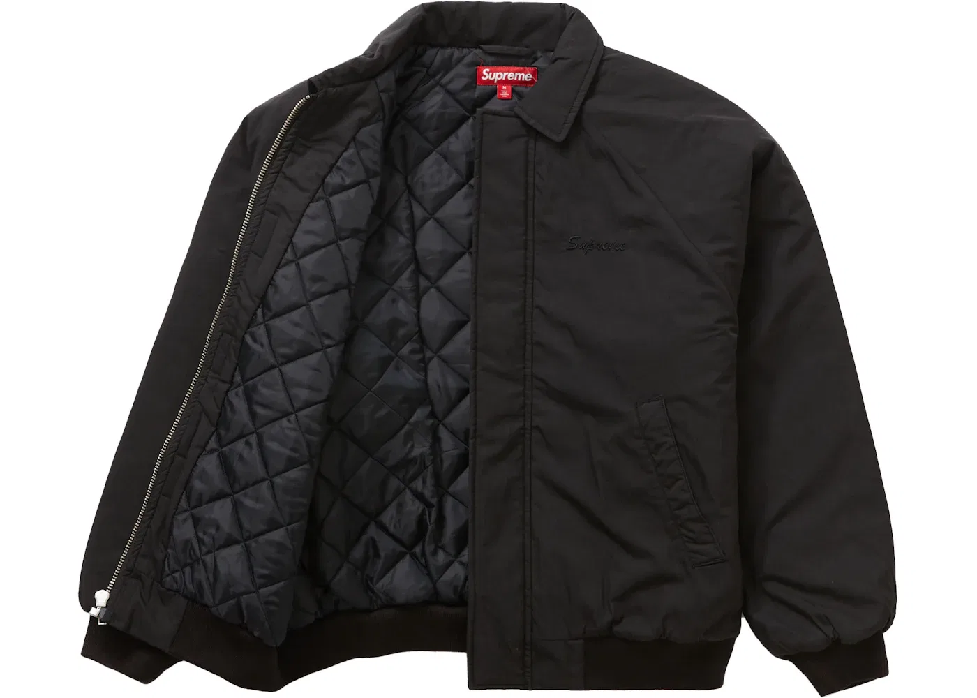 Мужская куртка-бомбер с вышивкой Supreme Peace Embroidered Work Jacket Supreme, Black — фото 2