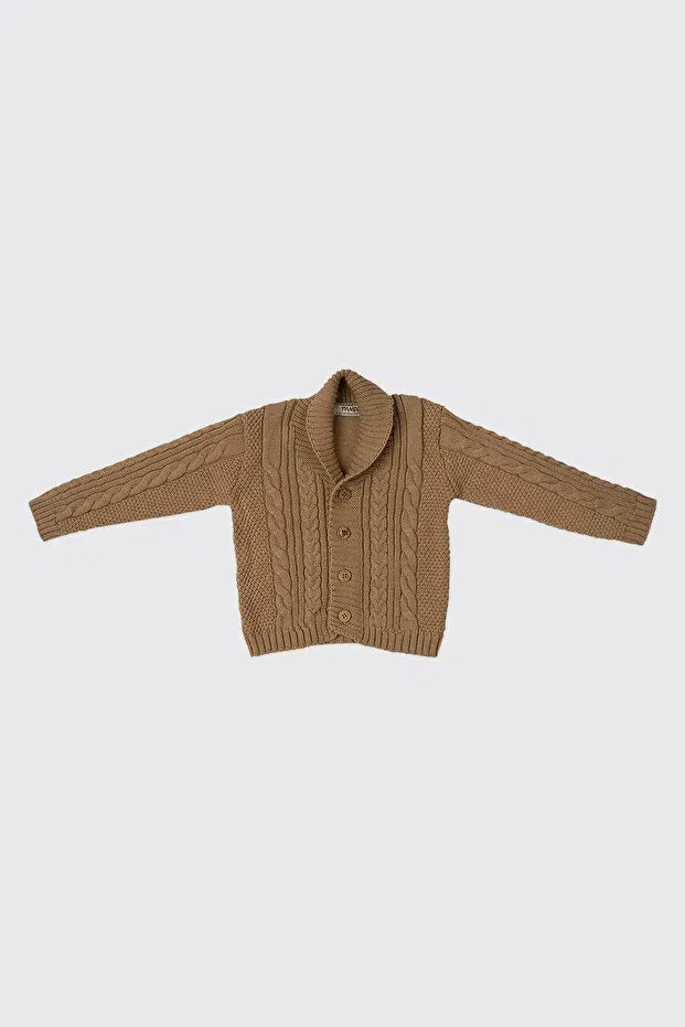 Детский кардиган для мальчиков с косами Panço, Beige