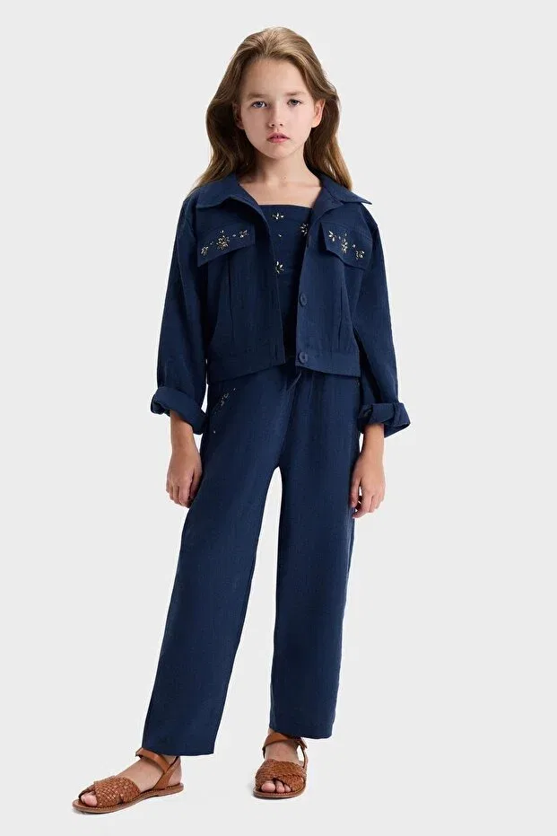 Детские брюки для девочек кашемировые Nk Kids, Navy Blue