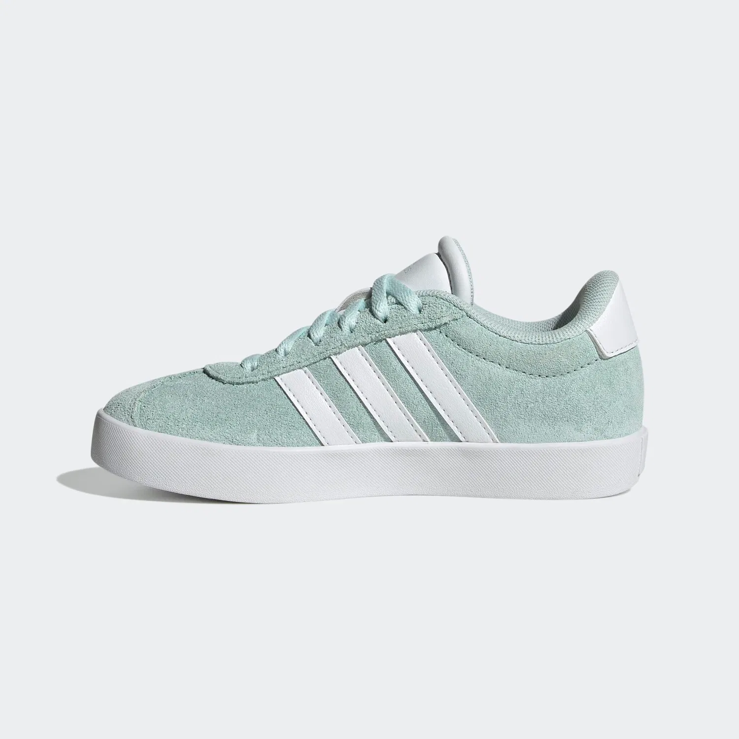 Детские кроссовки из замши с амортизацией VL Court 3.0 Adidas, Halo Mint/Ftwr White/Core Black — фото 3