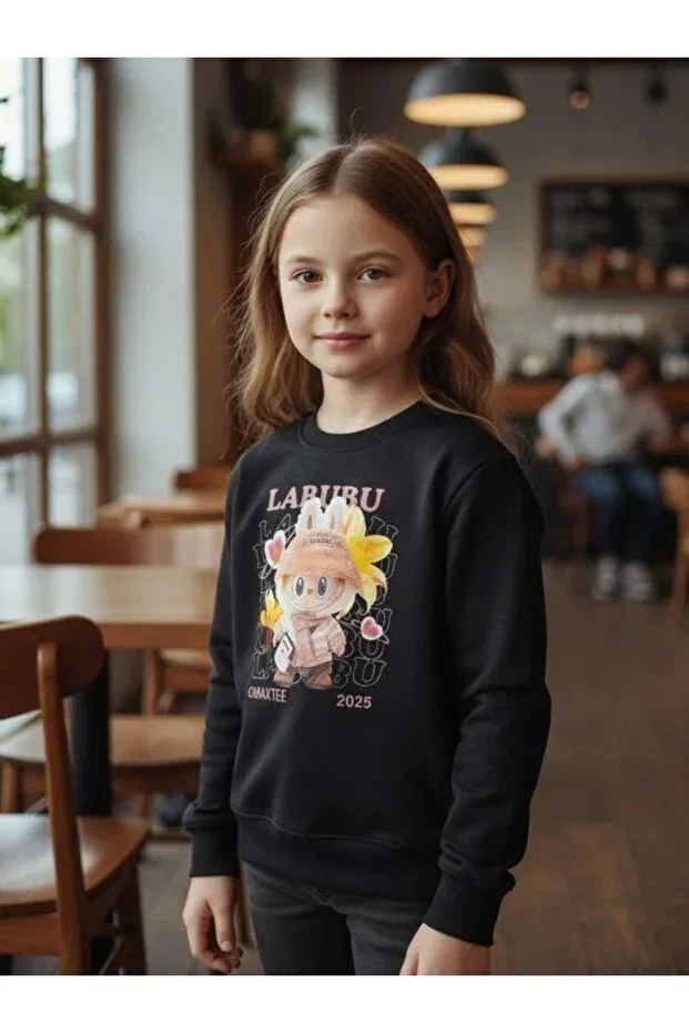 Детское для девочек свитшот с принтом Parka Zekids, Black — фото 3