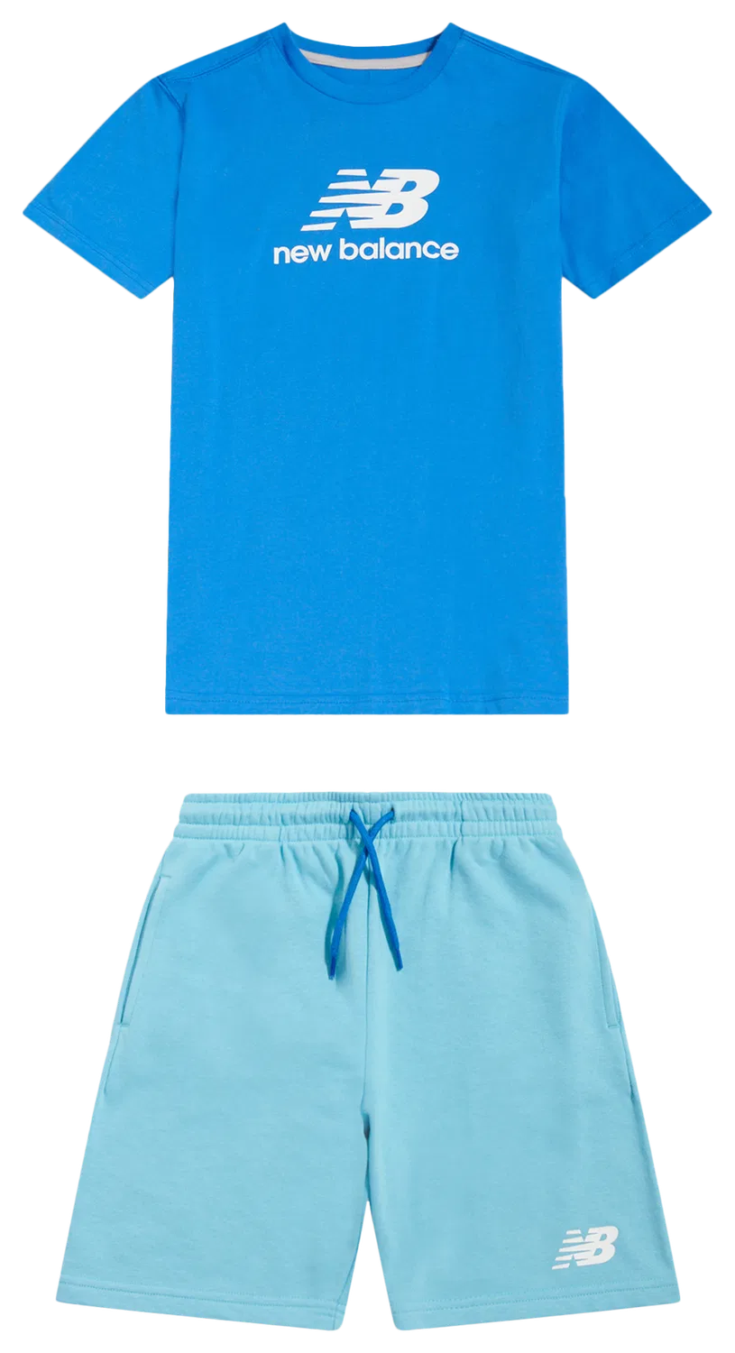 Детский комплект футболки и шорт с принтом Fish and Chips New Balance, Blue Green — фото 4