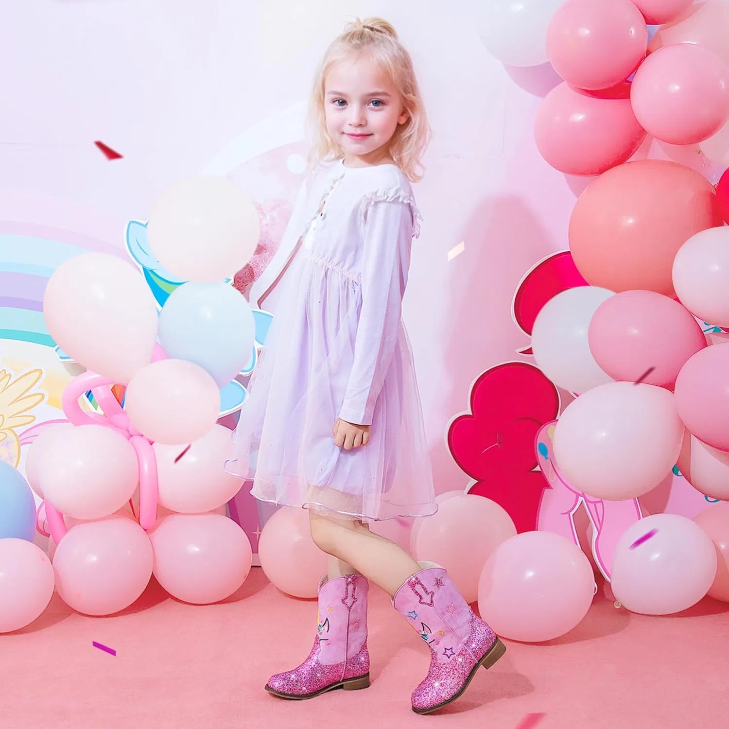 Детские сапоги для девочек с принтом Unicorn Motasha, Unicorn Purple — фото 3