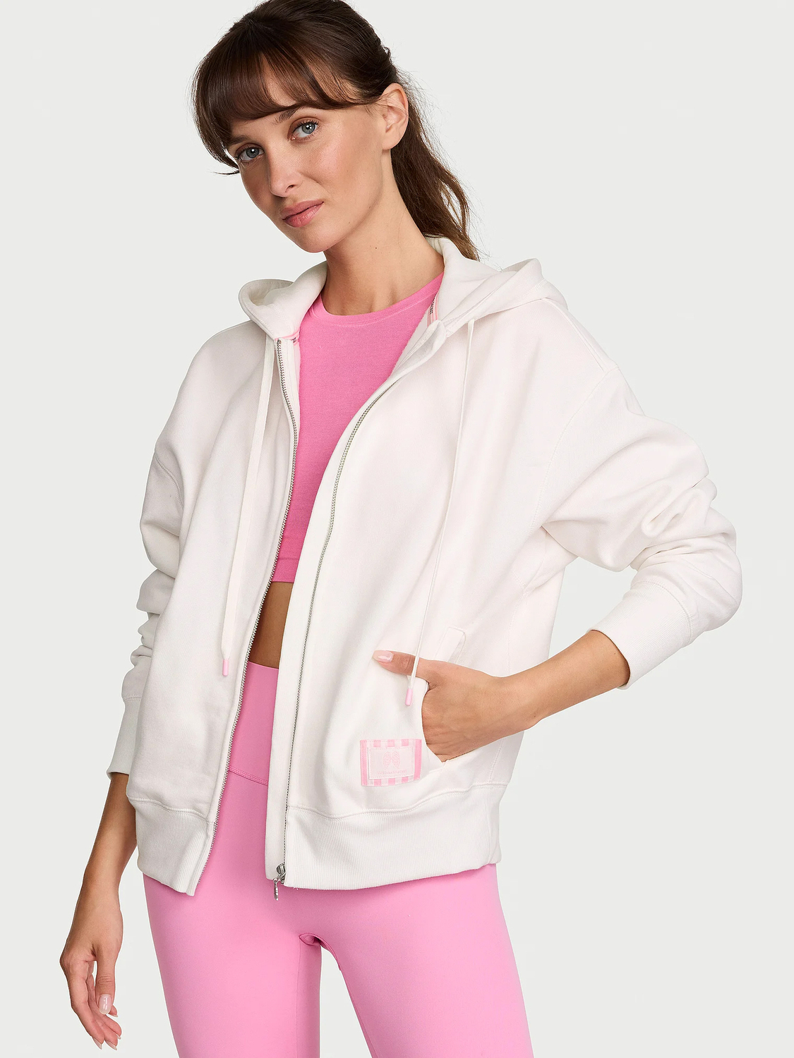 Толстовка Victoria's Secret Angel Essentials с капюшоном, на молнии, белый — фото 3