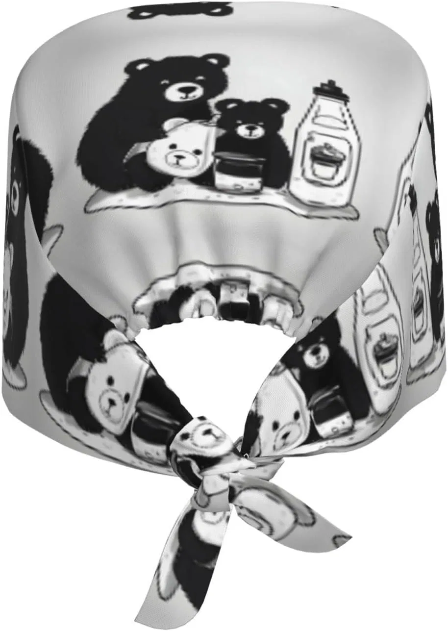 Kochmütze mit Milchflaschen-Bär-Aufdruck, BLWSLC, регулируемая, дышащая — фото 2