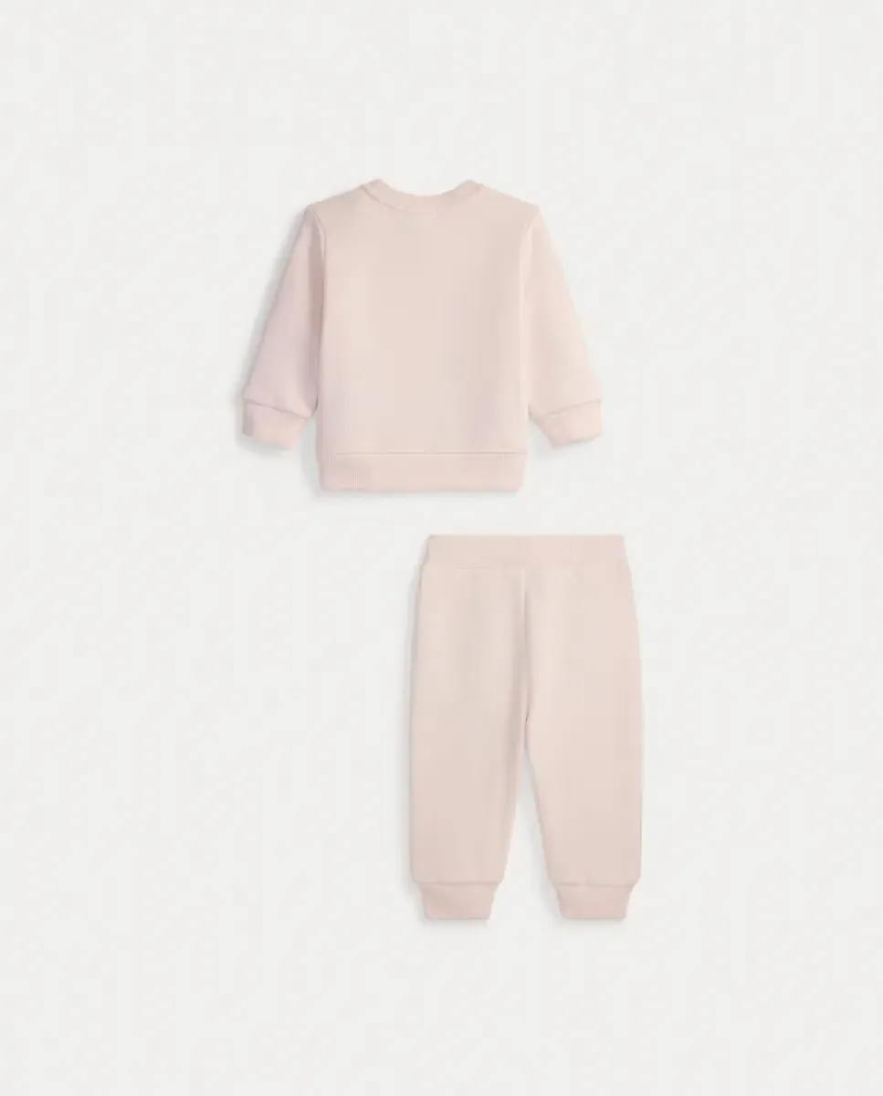 Велюровый комплект для девочки с мишкой Поло Polo Ralph Lauren, светло-розовый — фото 2