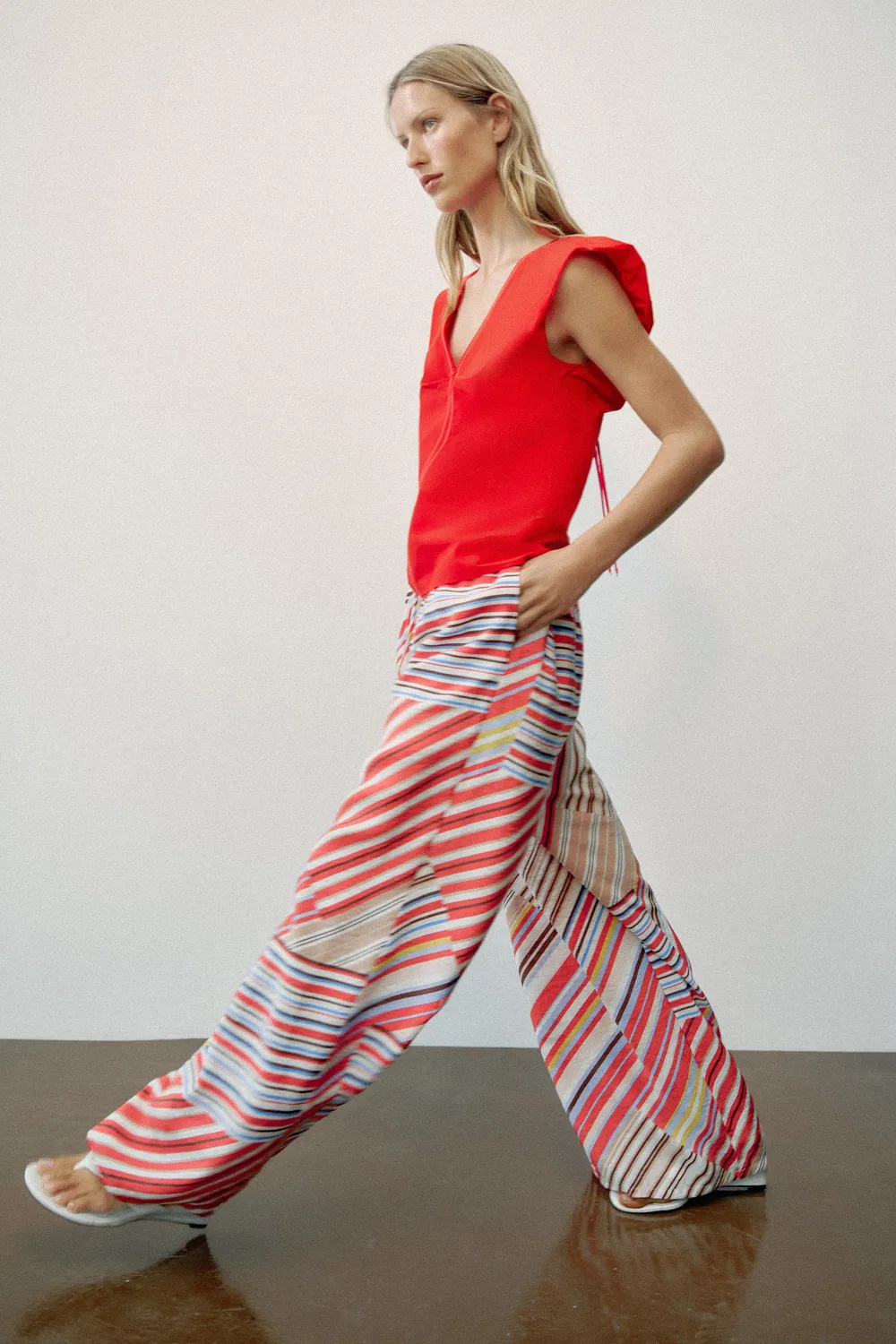 ПОЛОСАТЫЕ ШИРОКИЕ БРЮКИ ZARA, striped — фото 4
