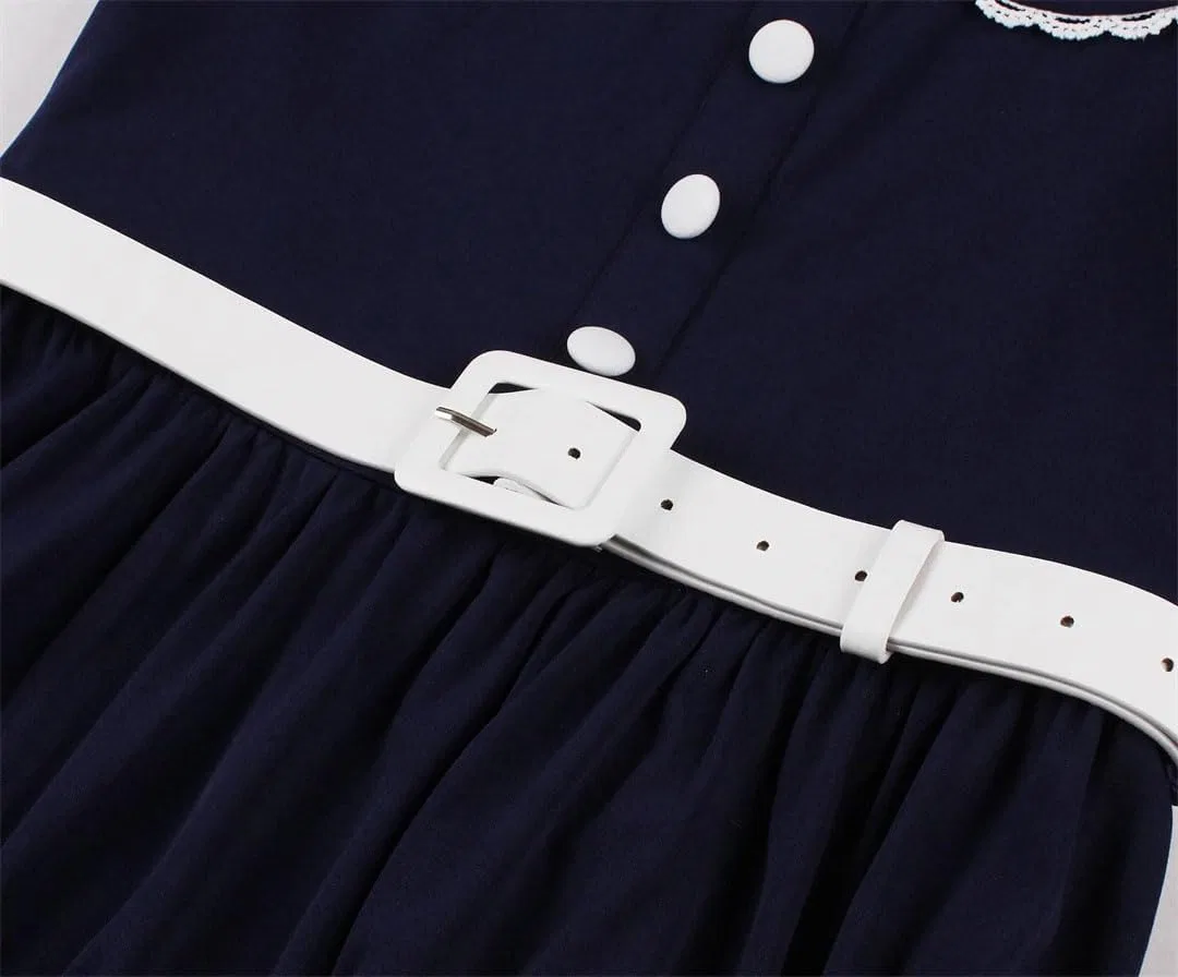 Женское повседневное платье с цветочной вышивкой, Navy Blue — фото 2