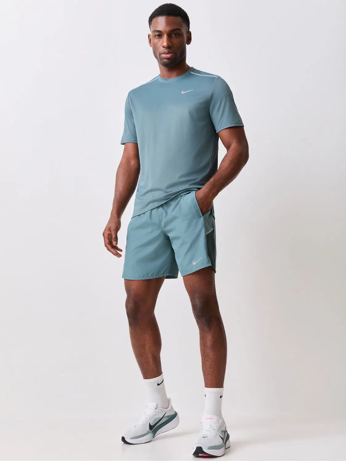 Шорты для бега Miler Dri-FIT 2-в-1 Nike, Mineral Slate — фото 2