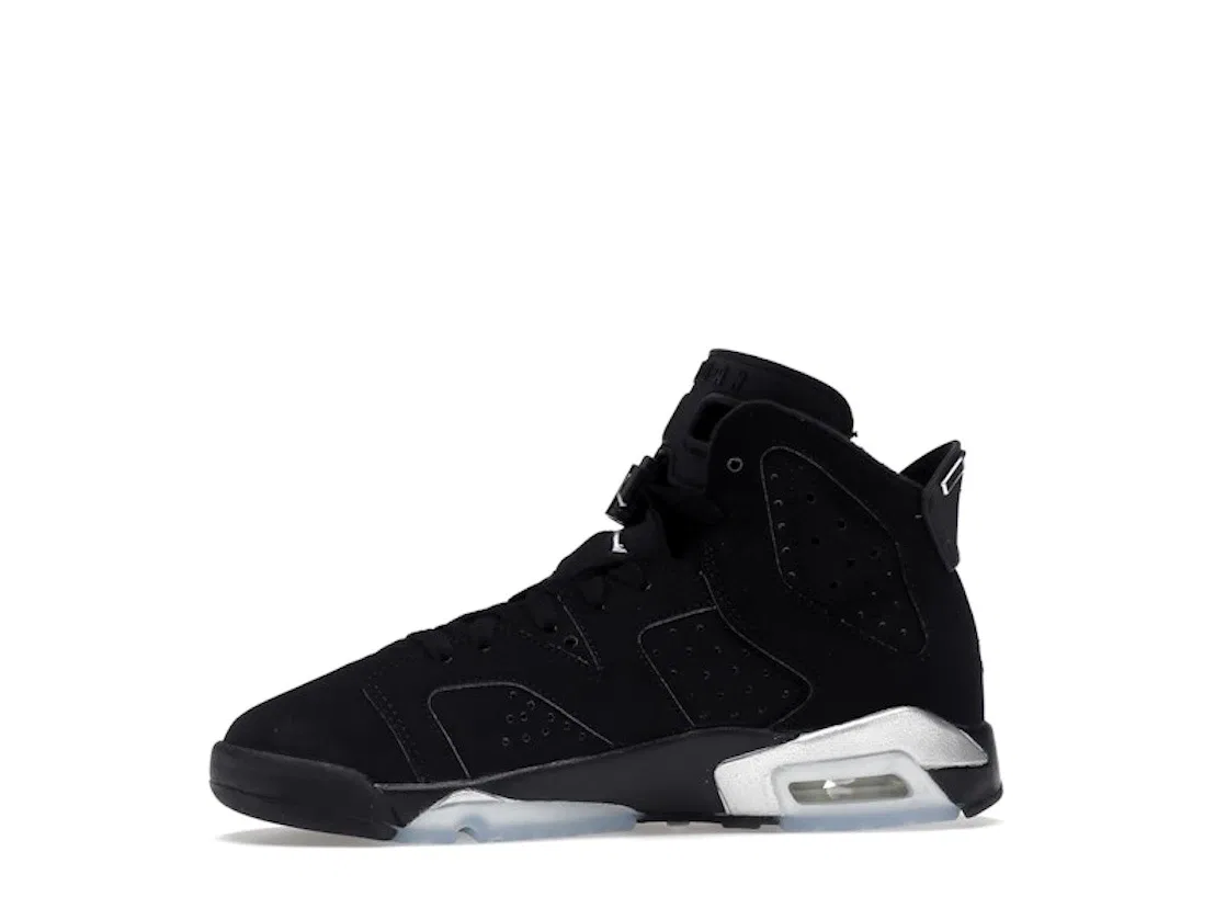 Детские кроссовки Lifestyle с принтом Jordan 6 Retro Chrome, Black/Black/Metallic Silver — фото 3