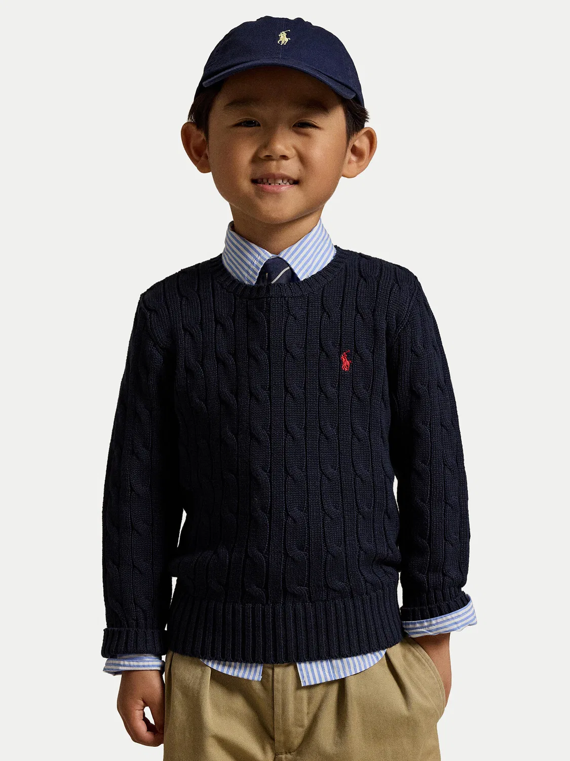 Пуловер стандартного кроя для мальчика Polo Ralph Lauren, темно-синий