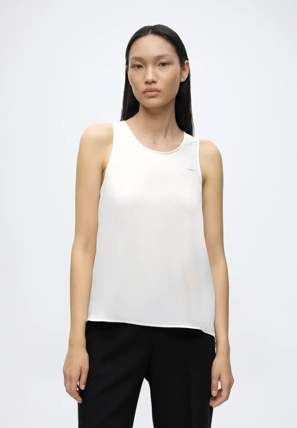 Блуза Lacoste Flour, однотонная, белая