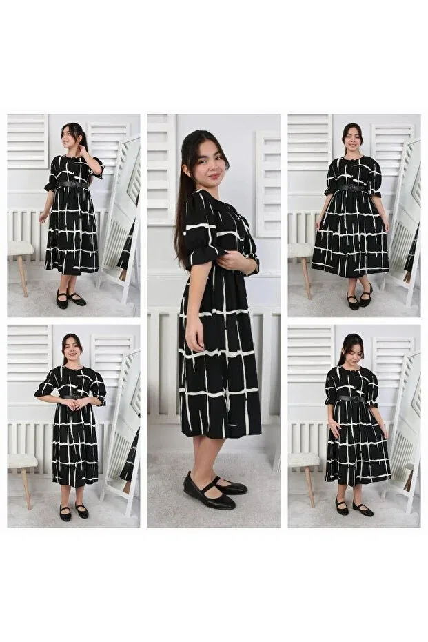 Детское платье для девочек с принтом Elegant crepe girl's eid dress Pumpido, Black