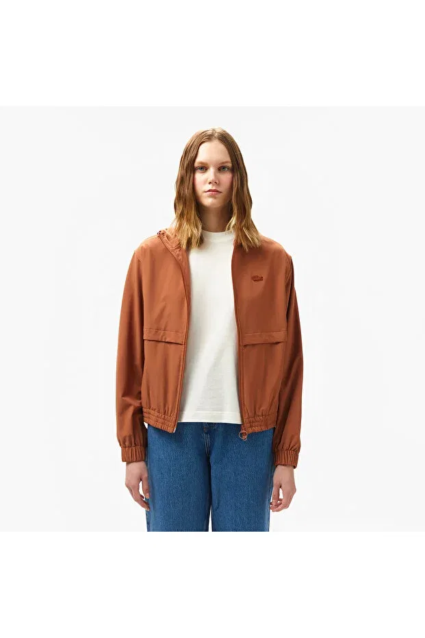 Женская куртка с капюшоном из твида Lacoste, Orange