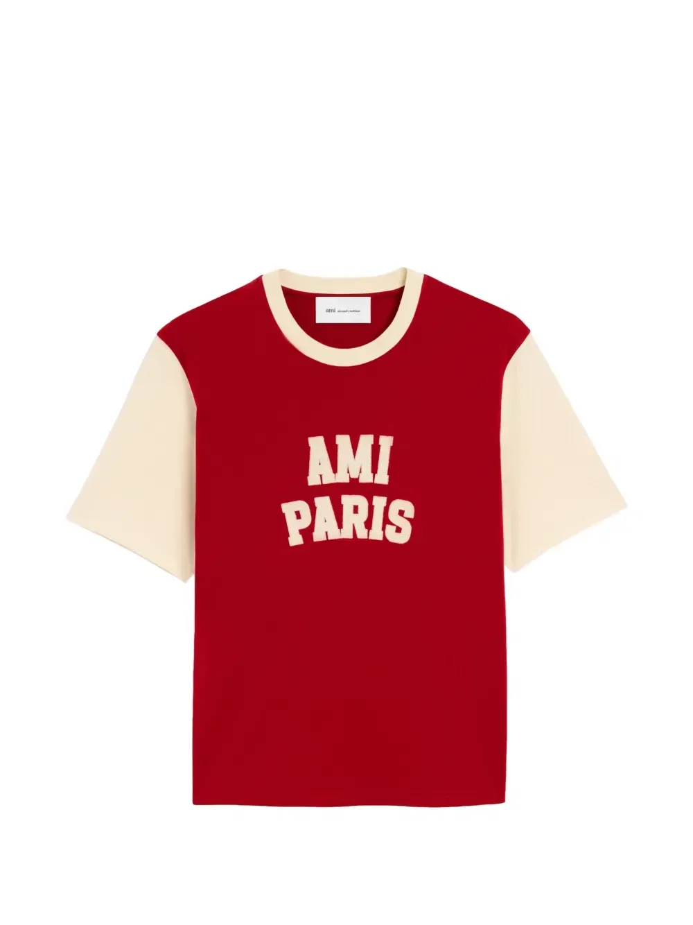 Хлопковая футболка с вышивкой Ami Paris, красный