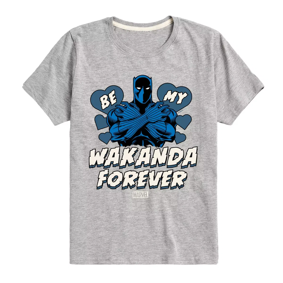Детская футболка с принтом Valentine Be My Wakanda Forever Marvel, Athletic Heather