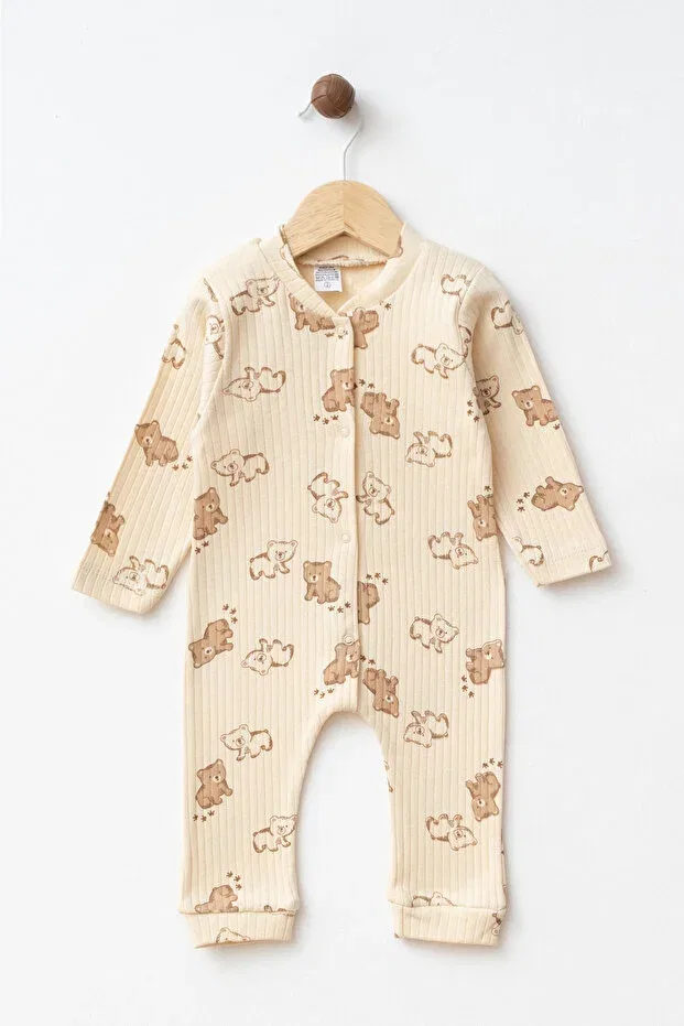 Детское боди-комбинезон хлопковый без манжет Yukobaby Bebeğiniz Için En Doğalı, Beige