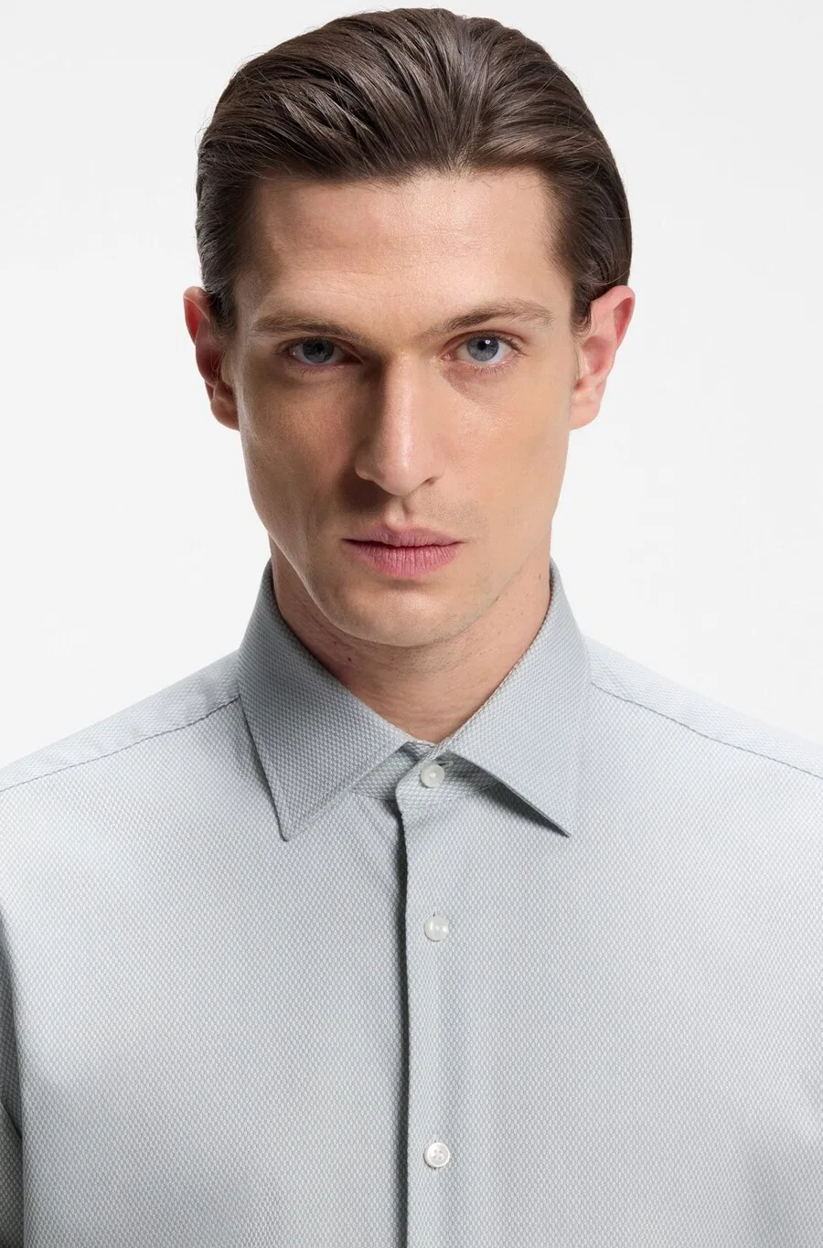 Деловая рубашка BOSS Regular fit "Joe" серого цвета — фото 4