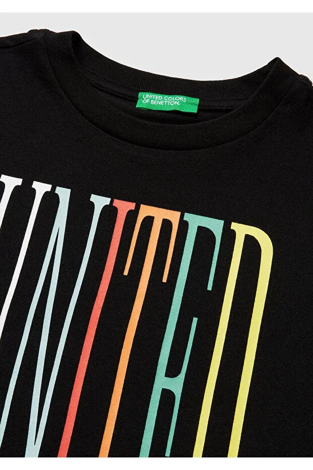 Детская футболка для мальчиков хлопковая United Colors Of Benetton, Black — фото 3