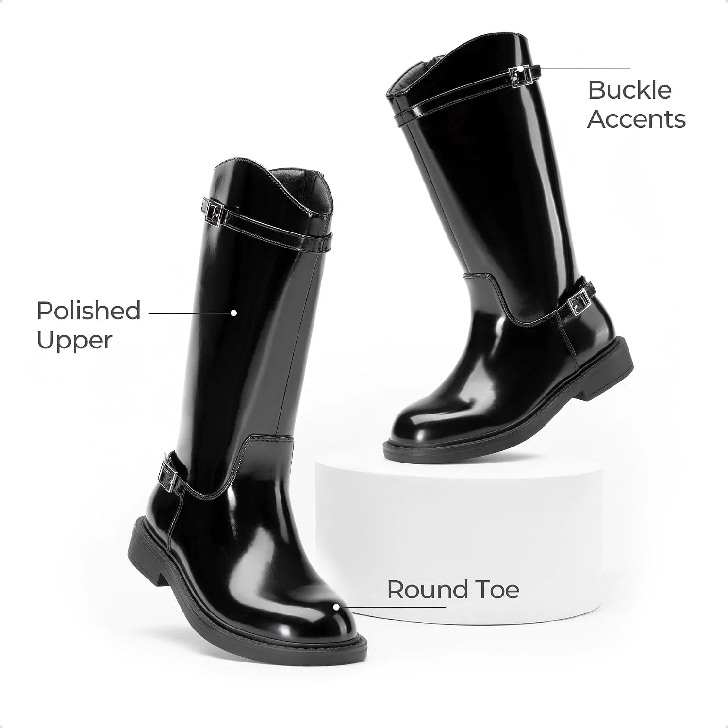 Детские сапоги для верховой езды для девочек DREAM PAIRS, All Black — фото 4