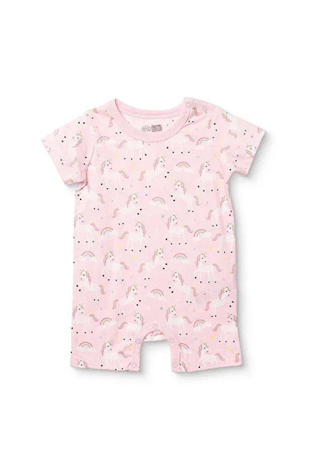 Детский комбинезон для девочек с коротким рукавом Ebebek Hello Baby, Light Pink