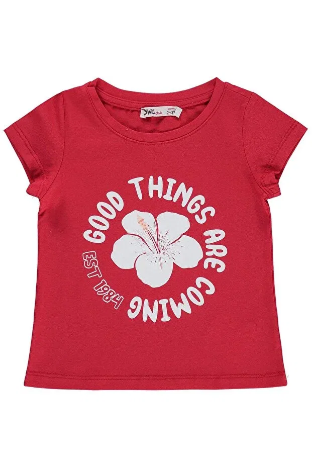 Детская футболка для девочек с принтом Flower Printed, Civil Girls, Red