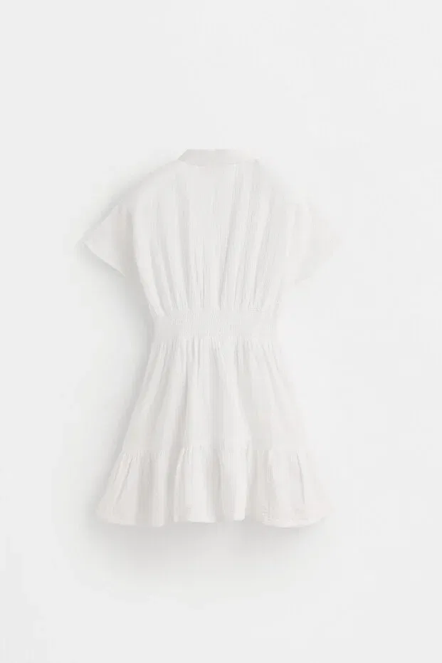 Детское платье для девочек с коротким рукавом Shirt dress with elastic waist Lefties, Broken White — фото 2