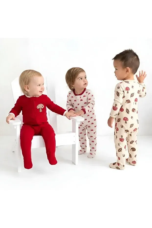 Детский комплект боди-комбинезонов с принтом Cloudkidclub, Red — фото 2