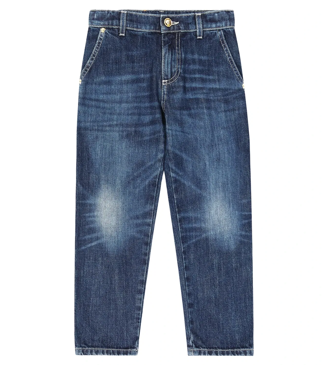 Прямые джинсы с логотипом Versace Kids, синий