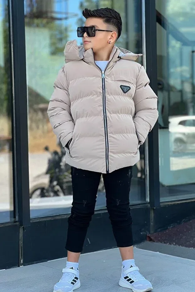 Детское пальто для мальчиков с капюшоном Zaziko Kids, Beige