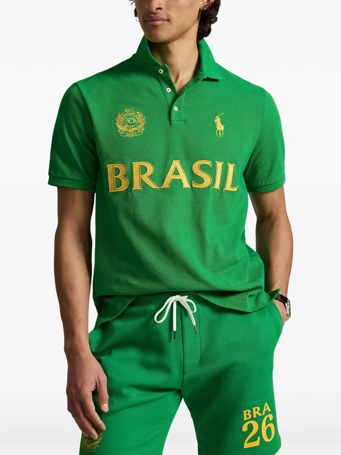 Polo Ralph Lauren Поло Brasil из пике, зеленый — фото 2