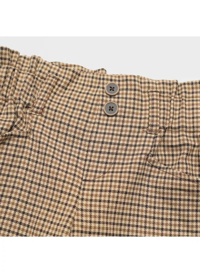 Брюки классические с контрастным узором гусиная лапка Zara, коричневый — фото 4