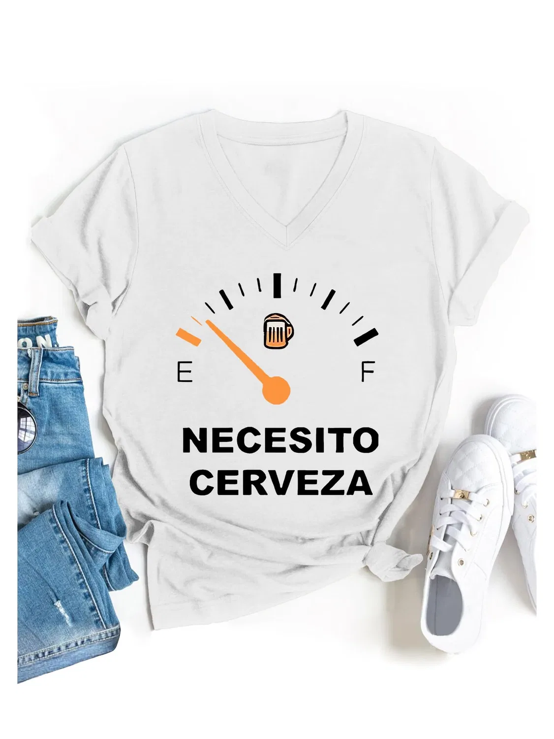 Мужская футболка с принтом Necesito Cerveza Shirt, Bianco