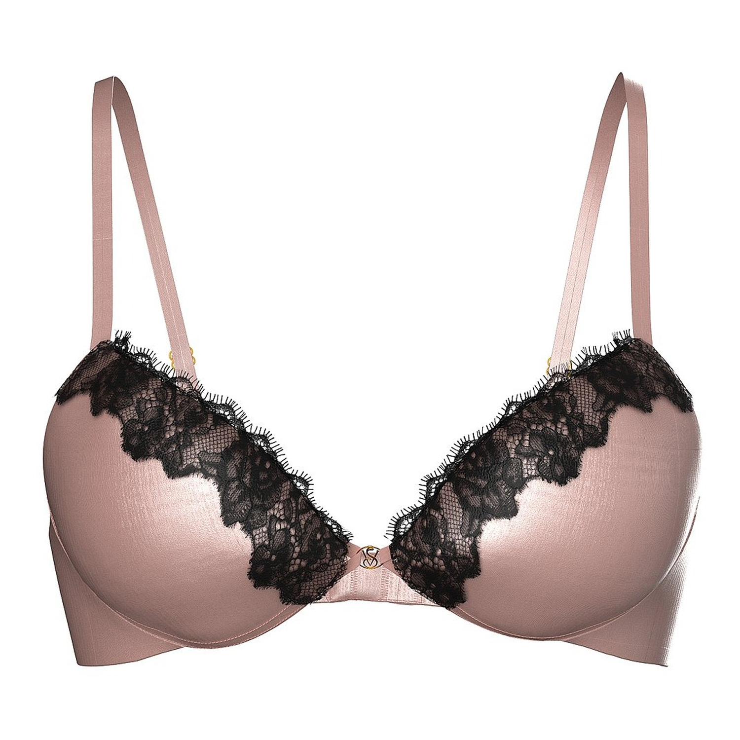 

Бюстгальтер Victoria's Secret Smooth Lace-Trim Push-Up, розовый/черный