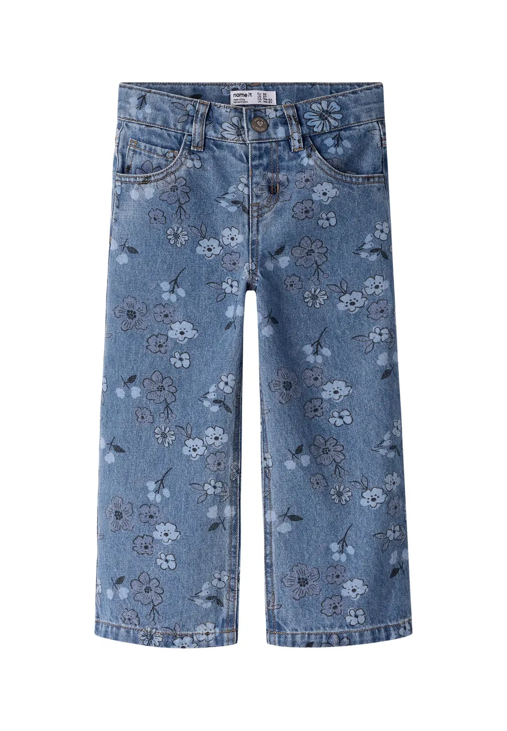 Джинсы Nmfrose wide aop 2633-im - джинсы свободного кроя Name It, Medium Blue Denim Aop:Flower — фото 3