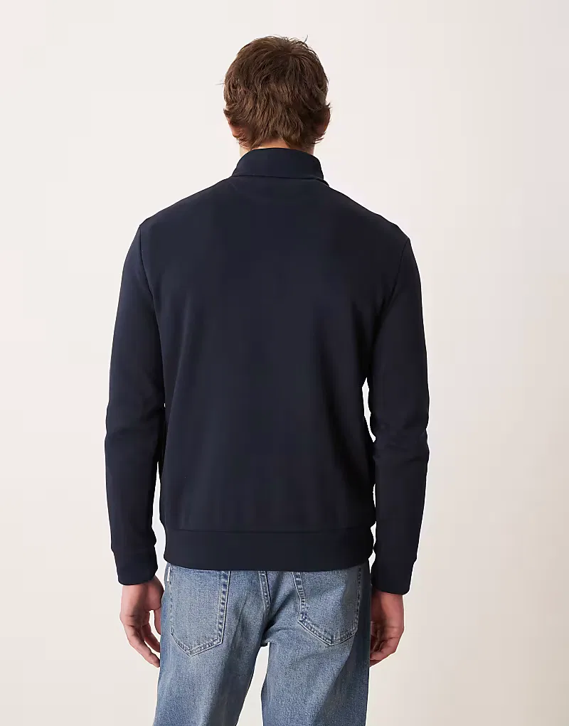 Легкая толстовка Polo Ralph Lauren с логотипом Icon, двойной трикотажной тканью и застежкой-молнией до середины груди, темно-синий — фото 3