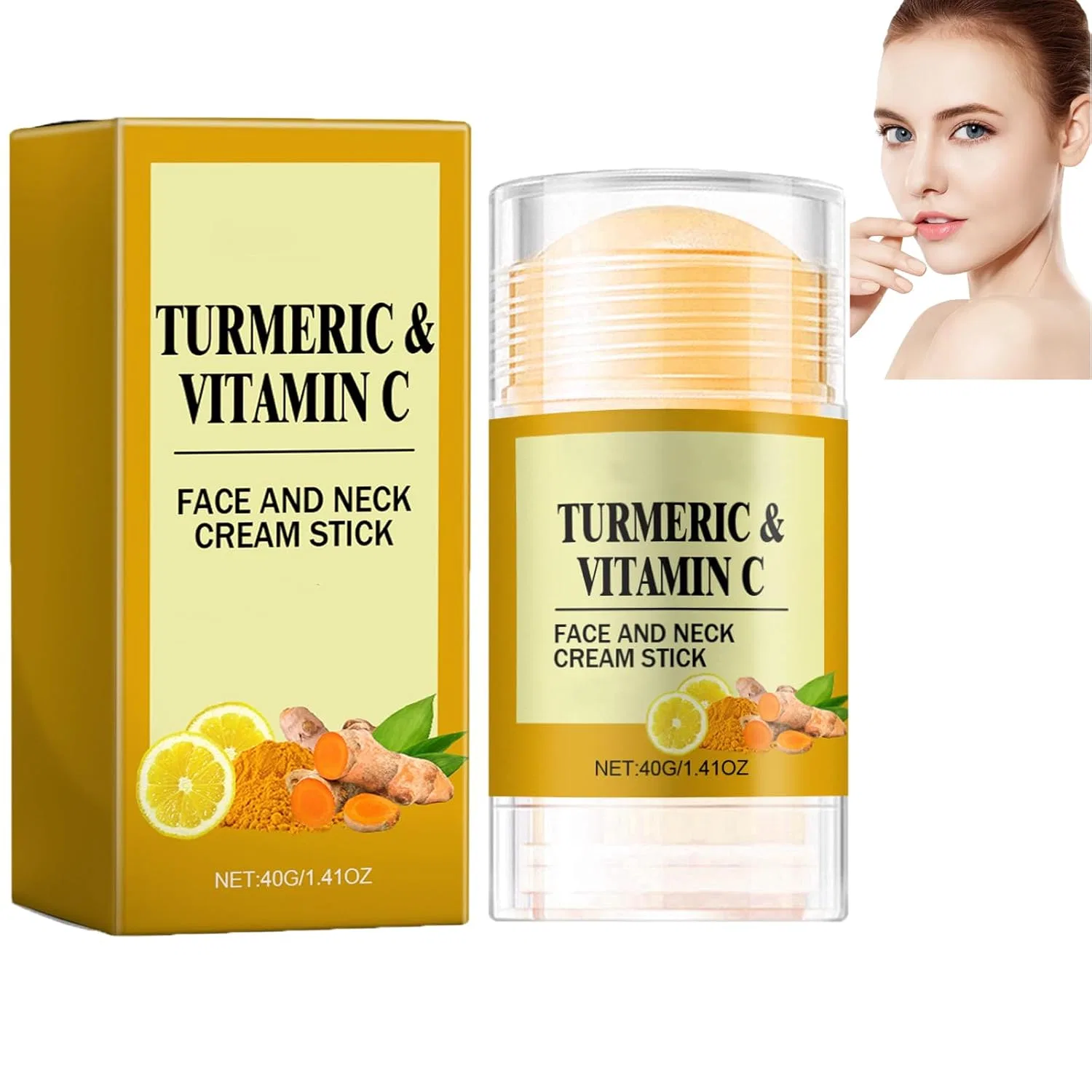 Крем-пен для лица и шеи, 40г, Turmeric & Vitamin C, 1 шт, 1pcs Homomdy
